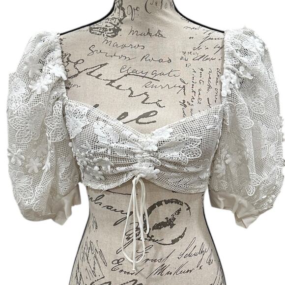 For Love And Lemons Tops - For Love & Lemons Appliqué Lace Crop Top